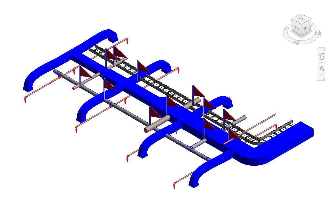 Clash flags placed automatically in Revit at Navisworks clash points on ductwork and pipework